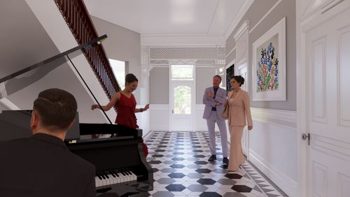 Architectural rendering of In Clover’s entry foyer.